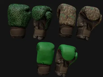 Boxing Gloves Green Military Low-poly 3D model