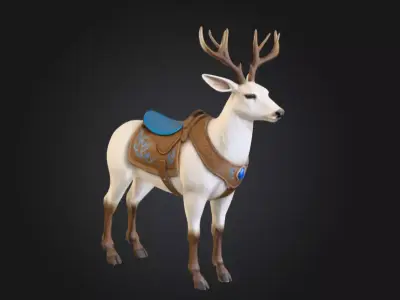 White Deer Mount Low-poly 3D model