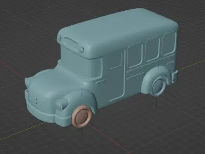 Colorful 3D Kids Bus Model - Playful and Game Ready Low-poly 3D model