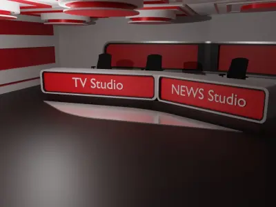 Virtual TV Studio Low-poly 3D model
