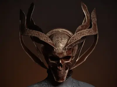 Necromancer person with candles Low-poly 3D model