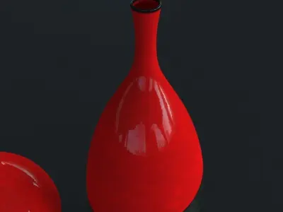 Package 2 Vases -  Concrete and  Ceramic - 100 cm and 60 cm high 3D model