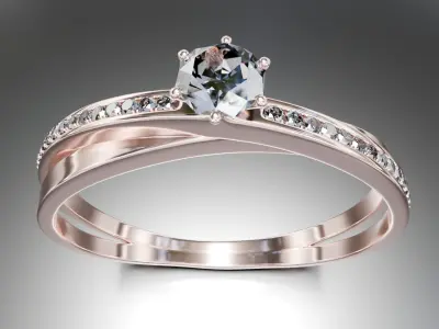 Elegant Engagement Ring 3D Model 3D model