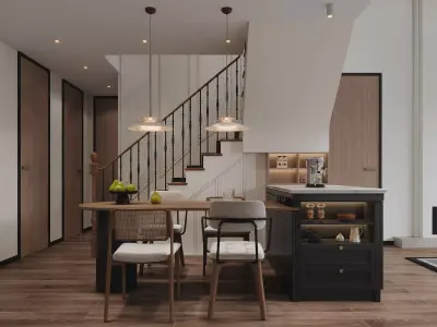  living room dining room interior scenes 07 3D model