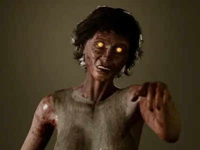  The Creepy mother game character for Horror games Low-poly 3D model