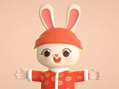 cartoon new year rabbit 3D model