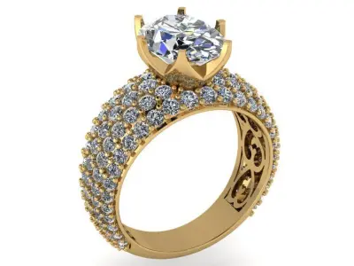 Oval Cut Diamond Luxury Ring 0174 3D print model