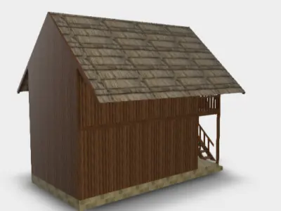 2 Story Wooden Bungalow House Straw Roof SketchUp Model Included Free 3D print model