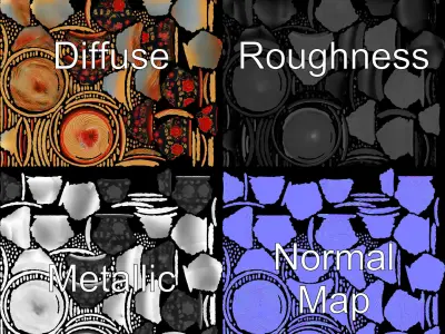 Ornate Floral Basket Model Pack Low-poly 3D model