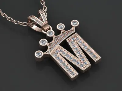 M letter pendant 3D print model