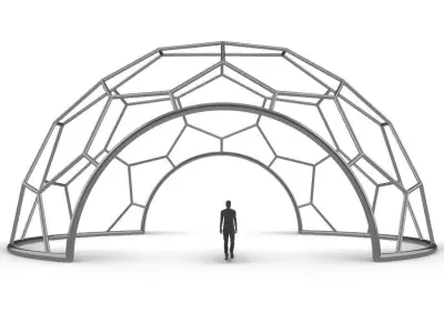 Hexagonal Dome with entry Geodesic Like Pattern 3D model