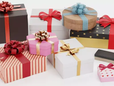 9 Gift Boxes Collection - Celebration Pile Edition 3D model