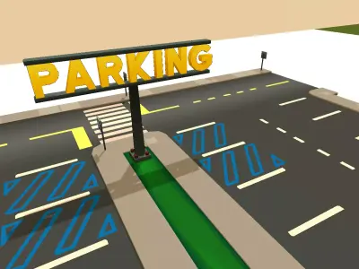 Vehicle Parking Road Low-poly 3D model