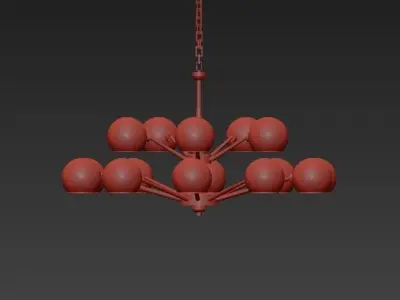 Thalia chandelier White glass 15 3D model