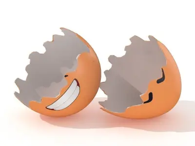 Egg Cracked Emoji N010 Low-poly 3D model