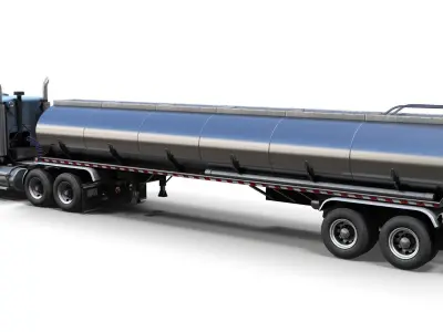Freightliner cabover fuel trailer Low-poly 3D model