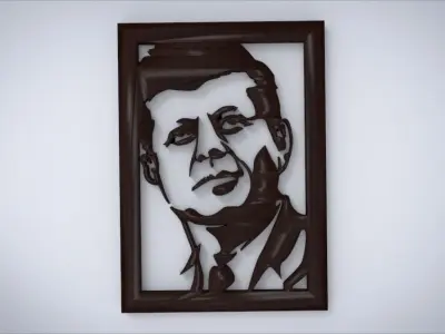 Wall decoration with John F Kennedy motif 3D print model