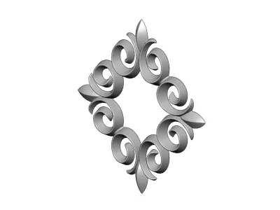 Square floral decoration element relief 3D print model