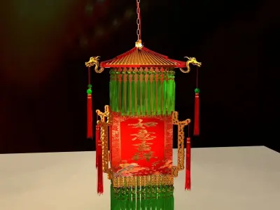 Chinese palace lantern 3D model 4