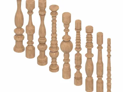 Wood Balustrades 3D model