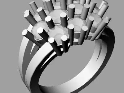 3d Golden Luxury Women Ring With Round Diamond 3D print model 3D print model