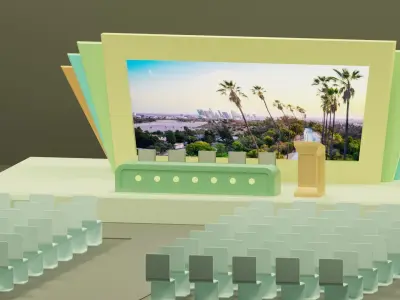 Conference Room or Event stage design with big display Low-poly 3D model
