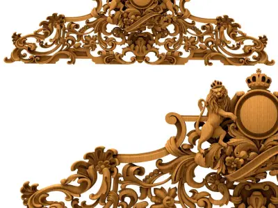 3D Model STL Headboard pair of ornate carvings 3D model