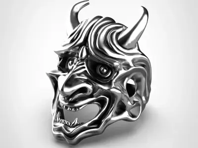 Hannya japanese mask Ring 3D print model