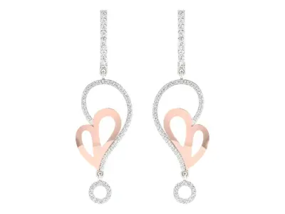 Women Drop Heart Earrings 3dm STL OBJ FBX Renders Details 3D print model