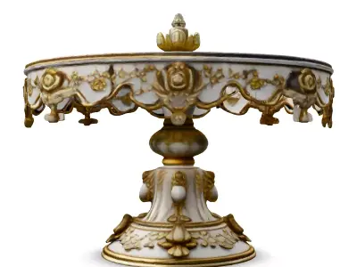 Luxury Rococo Round Table with Gold Accents Low-poly 3D model