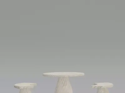 Stone bench set 3D model