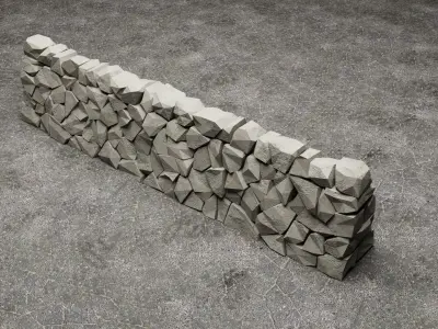 Stone Wall Low-poly 3D model