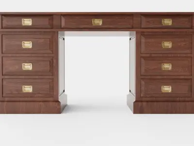 Wall Street desk rich brown Low-poly 3D model