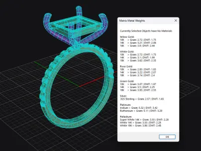 Engagement Ring Princess Cut Center Diamond 3D print model