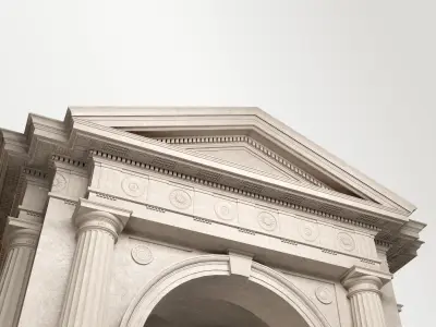 Arched portico in Doric Denticulated column order gazebo 3D model