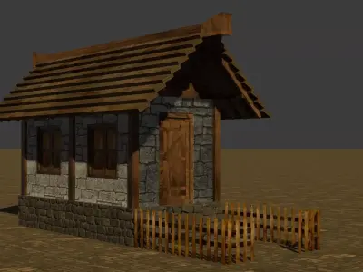Medieval House Free low-poly 3D model 6