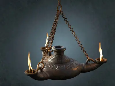 Ancient Oil Lamp Low-poly 3D model