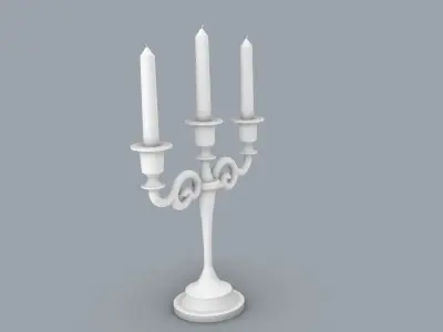 Vintage Candlestick with Candles Low-poly 3D model