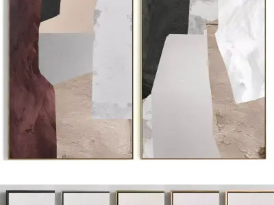 Plaster Two Photo Frame 239 Low-poly 3D model