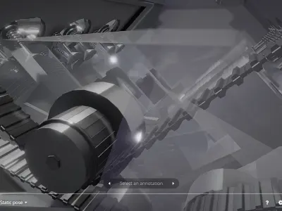 v6 car engine transparent animated Low-poly 3D model