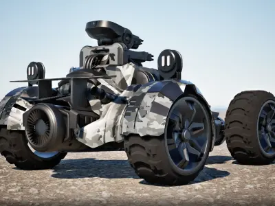 Combat Game vehicle Low-poly 3D model