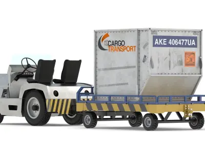 Airport Tug Clark CT30 Carrying Passengers Luggage 3D model