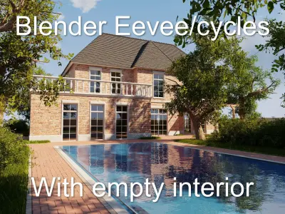 Classic villa 2021 Blender Eevee and Cycles 1 without furniture Low-poly 3D model