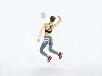 Beauty 17C Jumping Smashing Jumping Sports Woman Low-poly 3D model