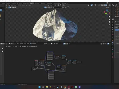 Procedural Mountains and Clouds Free 3D model