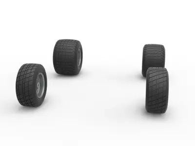 Wheel set of 600 Micro sprint car Scale 1 to 25 3D print model