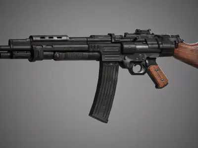 Game Ready Assault Rifle 1946 3D Model  Rigged And Optimized  Low-poly 3D model