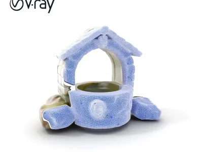 Stone Wishing Well D Model Pack Low-poly 3D model