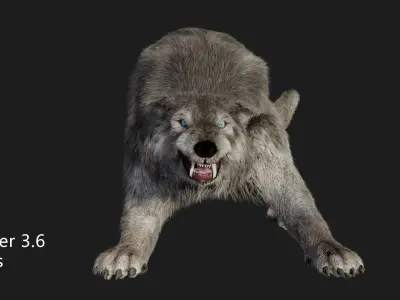 wolf wild dog husky beast howl hair Low-poly 3D model