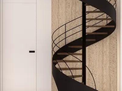 Modern Spiral Staircase 3D Model Low-poly 3D model